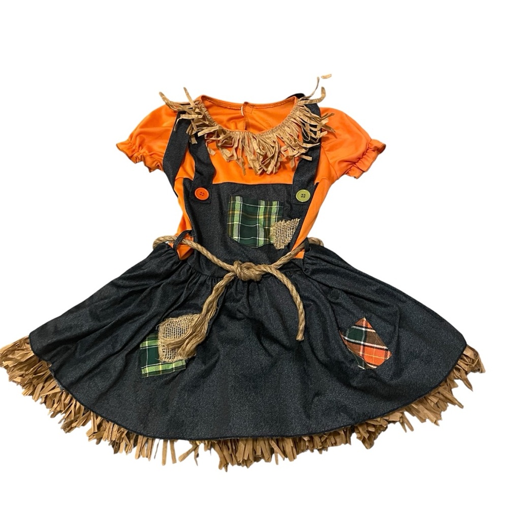 Charming Scarecrow Costume for Kids - Orange and Black -S (6/6X)